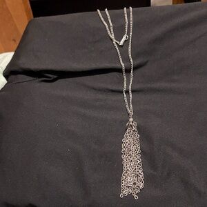 Elegant Silver Tassel Necklace